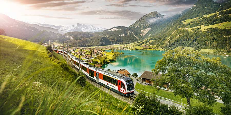 Travelling to idyllic Interlaken by panoramic train